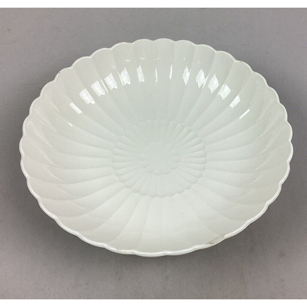 White Round Scalloped Serving Bowl - 2.5”Hx9 3/4”D